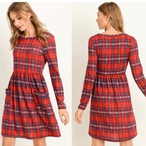 Red Plaid Dress with Pockets!
